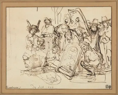 Satire on Art Criticism av Rembrandt van Rijn