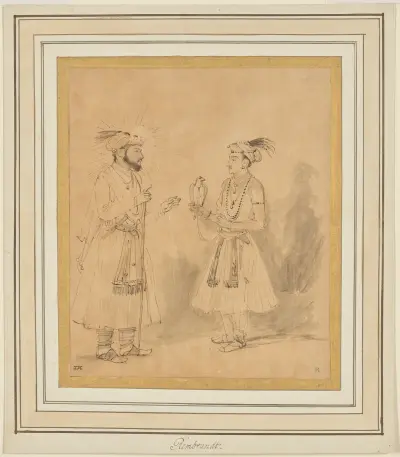Shah Jahan and Dara Shikoh av Rembrandt van Rijn