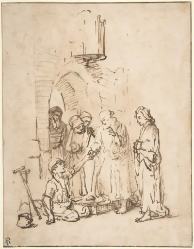 St. Peter and St John Healing the Paralytic, Rembrandt van Rijn
