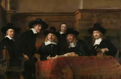 The Sampling Officials of the Amsterdam Drapers’ Guild, Known as ‘The Syndics’ av Rembrandt van Rijn