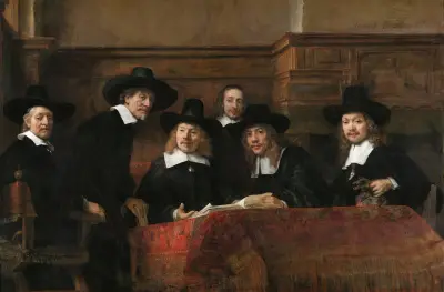 The Sampling Officials of the Drapers’ Guild av Rembrandt van Rijn