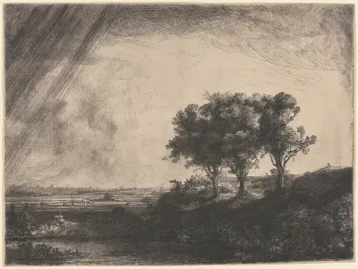 The Three Trees av Rembrandt van Rijn