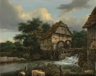 Zwei Wassermühlen und eine offene Schleuse von Jacob van Ruisdael