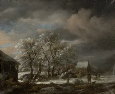 Winterlandschaft mit schneebedeckten Bäumen von Jacob van Ruisdael