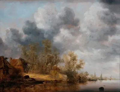 A Dutch Riverbank av Salomon van Ruysdael
