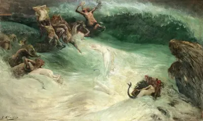 Naiades et Centaures dans les Vagues av Georges Jules Victor Clairin