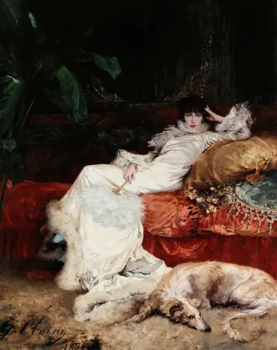 Portrait de Sarah Bernhardt av Georges Jules Victor Clairin