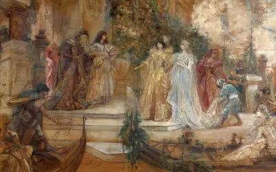 Sarah Bernhardt dans ‘Le Marchand de Venise’ av Georges Jules Victor Clairin