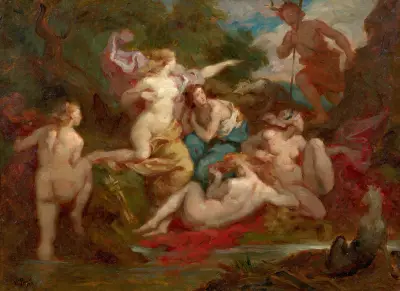 Actéon surprenant Diane au bain av Victor Prouvé
