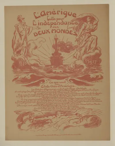 L’Amérique lutte pour l’indépendance des deux mondes av Victor Prouvé