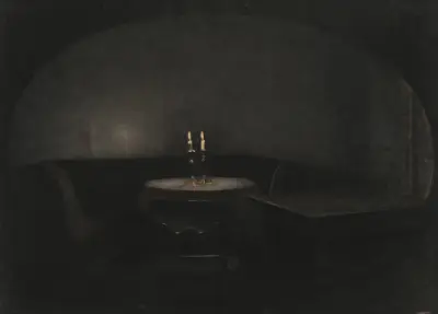 Interior. Artificial Light av Vilhelm Hammershøi