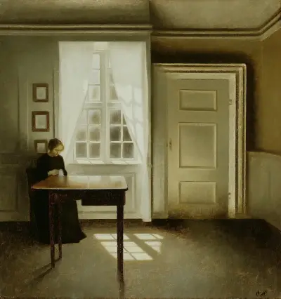 Interior With A Lady av Vilhelm Hammershøi