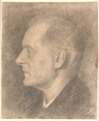 Portræt af Alfred Bramsen, profil mv av Vilhelm Hammershøi