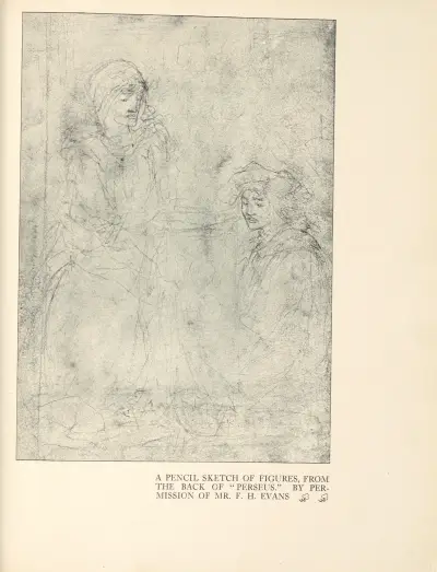 Eine Bleistiftskizze von Figuren. Von der Rückseite von ‚Perseus‘ von Aubrey Vincent Beardsley
