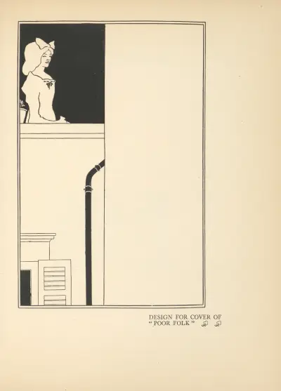 Umschlagentwurf zu „Arme Leute“ von Aubrey Vincent Beardsley
