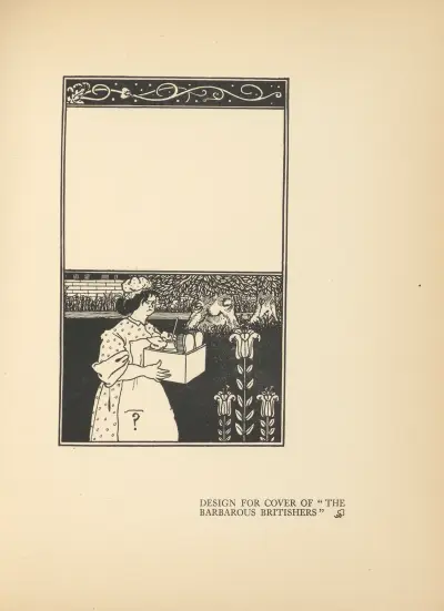 Entwurf für den Umschlag von ‚The Barbarous Britishers‘ von Aubrey Vincent Beardsley