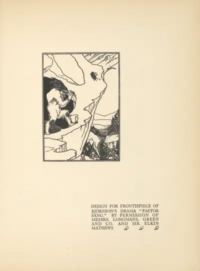 Entwurf für das Frontispiz zu Bjørnsons Drama „Pastor Sang“ von Aubrey Vincent Beardsley