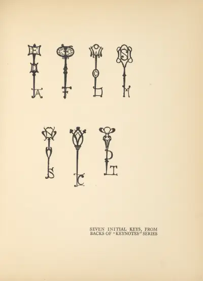 Sieben Initialschlüssel. Von den Rückseiten der ‚Keynotes‘-Serie von Aubrey Vincent Beardsley