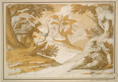 Cephalus kills Procris av Hans von Aachen