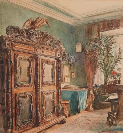 Das Arbeitszimmer des Künstlers von Rudolf von Alt