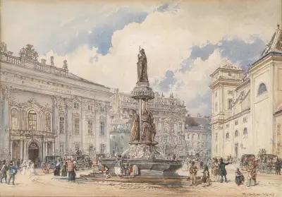 Freyung mit Austriabrunnen von Rudolf von Alt