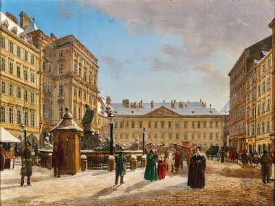 The New Market in Vienna in Winter von Rudolf von Alt