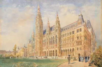 The Vienna City Hall and the City Hall Square with Figures von Rudolf von Alt