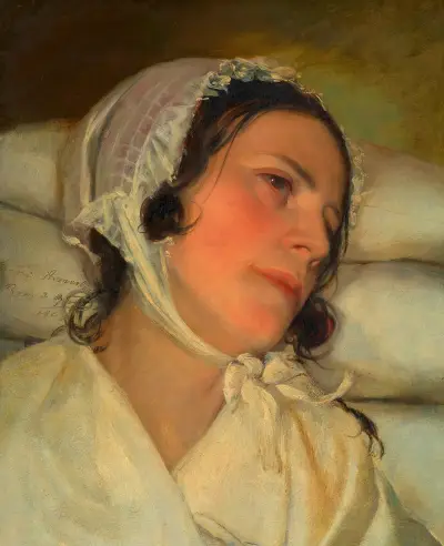 Antonie Amerling am Krankenbett (1. Gattin des Künstlers) av Friedrich von Amerling