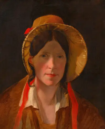 Antonie Amerling mit Florentinerhut (1. Gattin des Künstlers) av Friedrich von Amerling