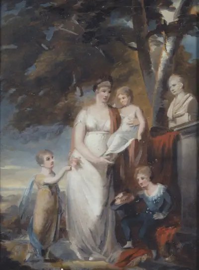 Queen Fredrika with her children, Carl Frederik von Breda