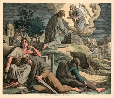 Jesu Seelenkampf in Gethsemane (Jesus’ spiritual struggle in Gethsemane) av Julius Schnorr von Carolsfeld