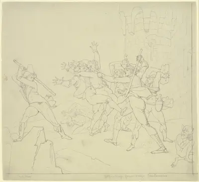 Die Schlacht bei Königstein (Taunusreise) av Peter von Cornelius