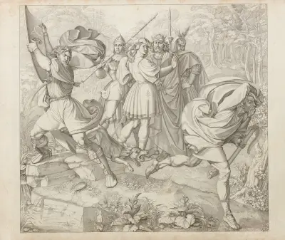 Kriemhild erblickt Siegfrieds Leiche av Peter von Cornelius