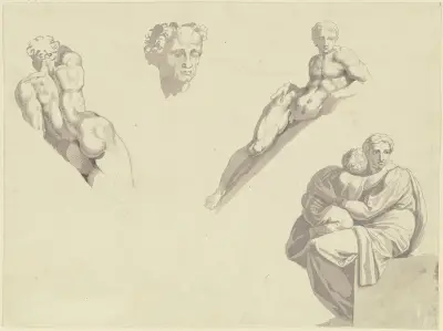 Studien aus der Sixtinische Kapelle des Michelangelo nach Kupferstichen gezeichnet av Peter von Cornelius