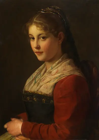 Dirndl (Vor der Kirchn), 1870 av Franz von Defregger