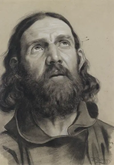 Studie eines bärtigen Mannes av Franz von Defregger