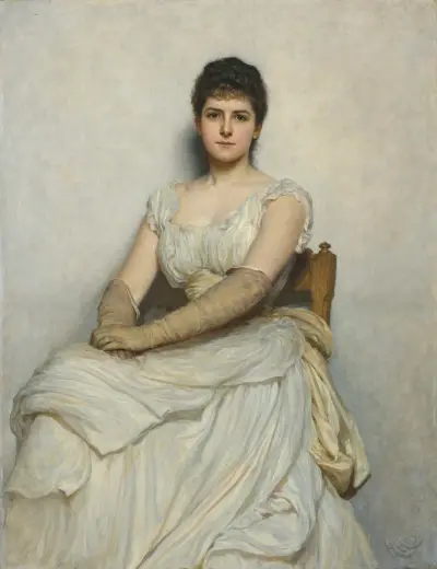 Miss Katherine Grant (The Lady in White) av Sir Hubert von Herkomer