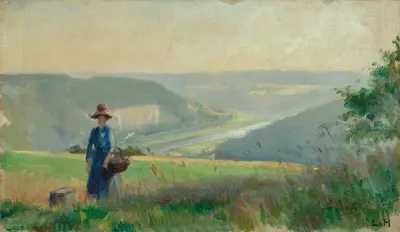 Blick in das Elbtal bei Königstein av Ludwig von Hofmann