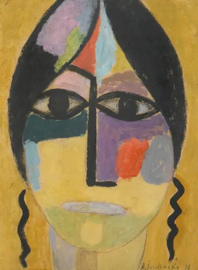 Mystischer Kopf; Rabenflügel Iv (Mystical Head; Raven’s Wing Iv) av Alexej von Jawlensky