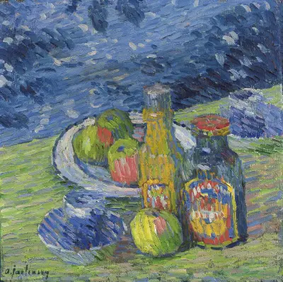 Still Life with Bottles and Fruit av Alexej von Jawlensky