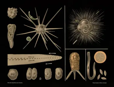 Amoeba, Rotalia, Difflugia, Gregarina av Gottlieb von Koch