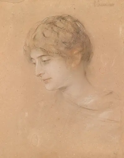 Portret młodej kobiety w półprofilu, Franz von Lenbach