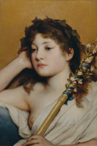 Woman’s head pondering av Gabriel von Max