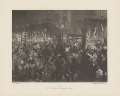Auf dem Berliner Weihnachtsmarkt, Adolph von Menzel
