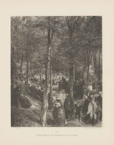 Gottesdienst in der Buchenhalle zu Bad Kosen, Adolph von Menzel