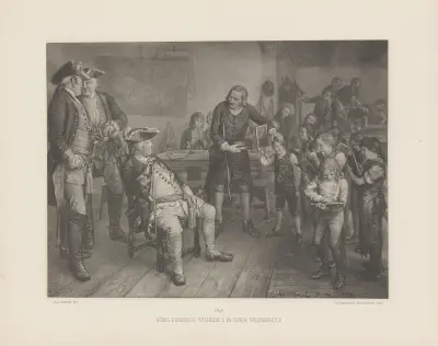 König Friedrich Wilhelm I. in einer Volksschule, Adolph von Menzel