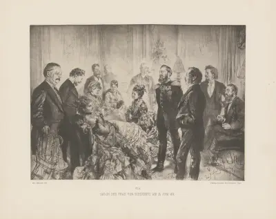 Salon der Frau von Schleinitz am 29. Juni 1874, Adolph von Menzel