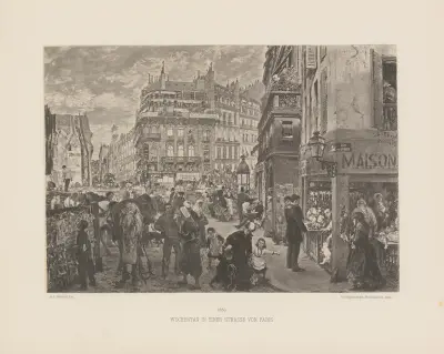 Wochentag in einer Strasse von Paris, Adolph von Menzel