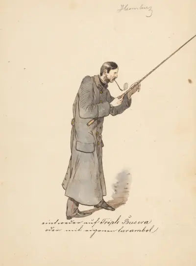 Mann in langem Militärmantel mit Stock von Friedrich Carl von Scheidlin