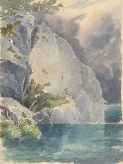Rock above a Lake av Friedrich Carl von Scheidlin